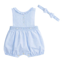 Load image into Gallery viewer, Pale Blue Smocked Romper &amp; Headband