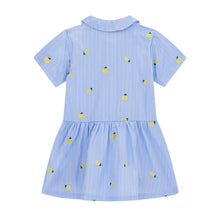 Load image into Gallery viewer, Blue Pinstripe Lemons Dress