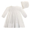 Ivory Smocked & Embroidered Dress & Bonnet
