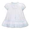White & Blue Embroidered Dress