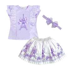 Load image into Gallery viewer, Lilac Eiffel Tower Skirt Set &amp; Headband