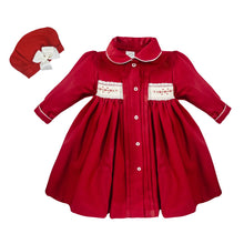 Load image into Gallery viewer, Red Smocked Coat &amp; Hat Set