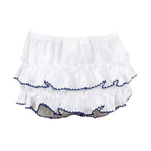 Load image into Gallery viewer, White &amp; Navy Frilled Knickers