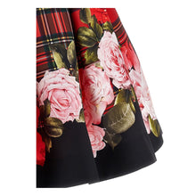 Load image into Gallery viewer, Red &amp; Black Tartan &amp; Roses Dress