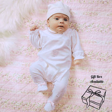Load image into Gallery viewer, White &amp; Pink Bunny Babygrow &amp; Hat