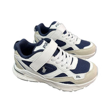 Load image into Gallery viewer, Beige &amp; Navy "Trackster" Velcro Trainers