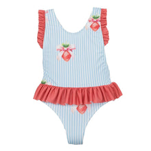 Load image into Gallery viewer, Blue &amp; White Saona Strawberries Swimsuit