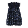 Navy Sequin Flower "Dominique" Dress