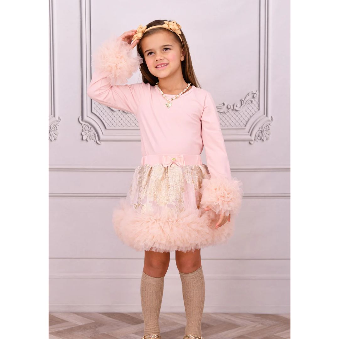 Blush Pink Jacquard Skirt Set