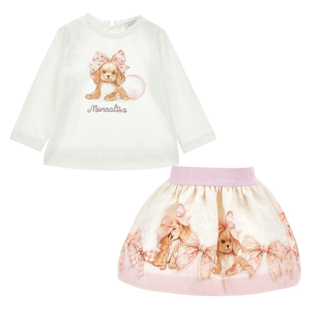 PRE ORDER - Babies Pink Puppy Skirt Set