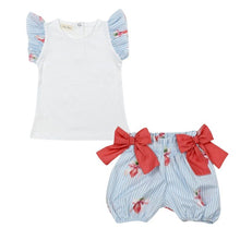 Load image into Gallery viewer, Blue &amp; White Strawberries Shorts Set