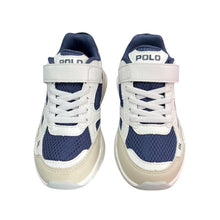 Load image into Gallery viewer, Beige &amp; Navy "Trackster" Velcro Trainers