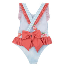 Load image into Gallery viewer, Blue &amp; White Saona Strawberries Swimsuit