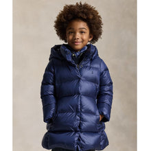 Load image into Gallery viewer, PRE ORDER - Young Girls Navy Long Hooded Down Coat