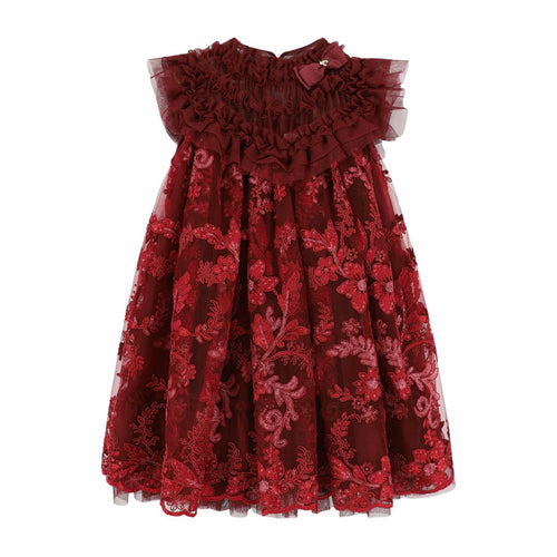 Burgundy Embroidered Flower 
