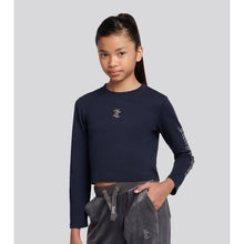Load image into Gallery viewer, Navy Long Sleeve Diamante Top