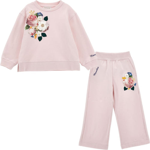 Dusty Pink Floral Flared Tracksuit