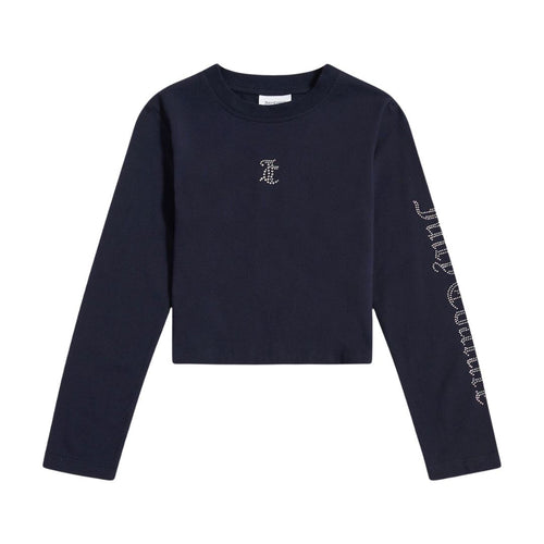 Navy Long Sleeve Diamante Top