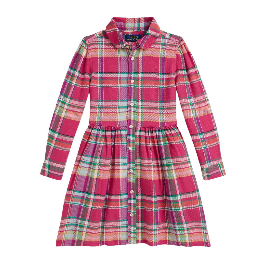 Pink Plaid Cotton Madras Shirtdress