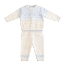 Load image into Gallery viewer, Blue &amp; Ivory Knitted Set