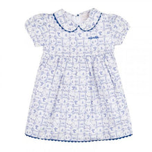 Load image into Gallery viewer, Blue &amp; White Tile Print Dress &amp; Knickers
