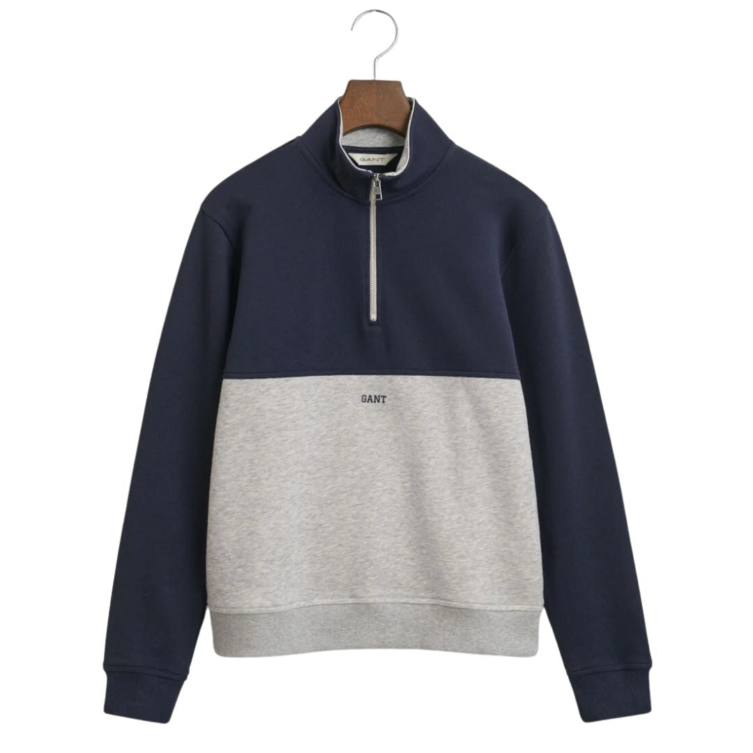 Navy & Grey Blocked Half Zip Sweatshirt