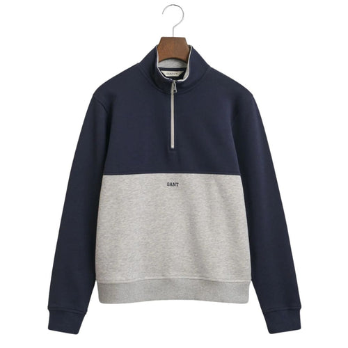 Navy & Grey Blocked Half Zip Sweatshirt