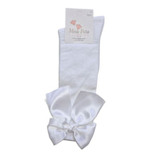 Load image into Gallery viewer, White Satin Bow Knee High Socks