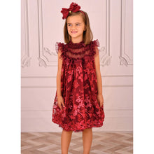 Load image into Gallery viewer, Burgundy Embroidered Flower &quot;Dominique&quot; Dress