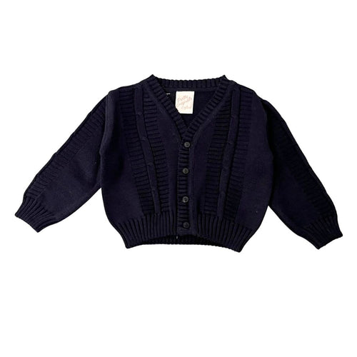 Boys Navy Cable Knit Cardigan