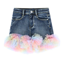 Load image into Gallery viewer, Pink Rainbow Tulle Denim Shorts Set