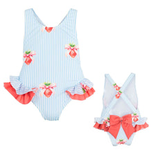 Load image into Gallery viewer, Blue &amp; White Bahamas Strawberries Swimsuit