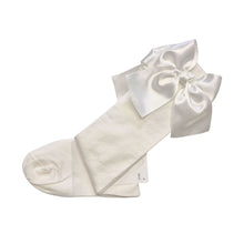 Load image into Gallery viewer, Ivory Satin Bow Knee High Socks