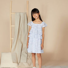 Load image into Gallery viewer, Blue Lace Effect Skirt &amp; Top Set