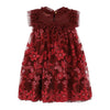 Burgundy Embroidered Flower "Dominique" Dress