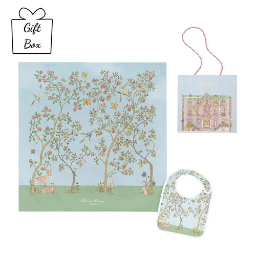 Blue In Bloom Swaddle & Bib Gift Set