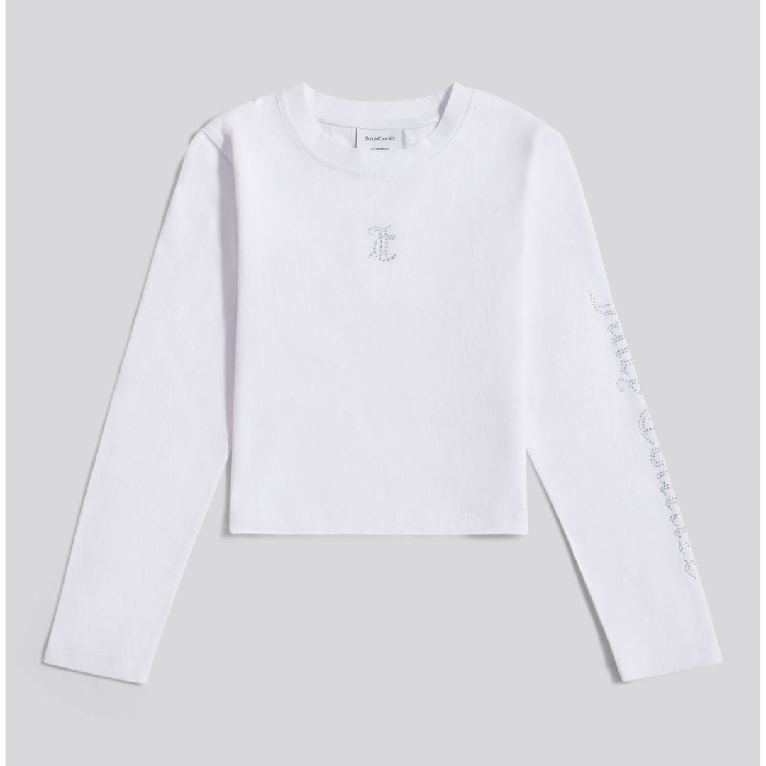 White Long Sleeve Diamante Top
