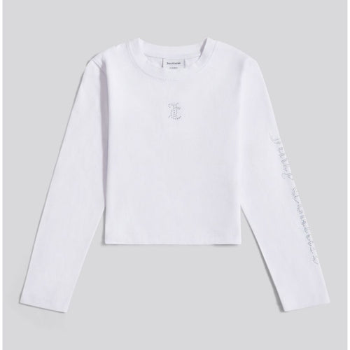 White Long Sleeve Diamante Top