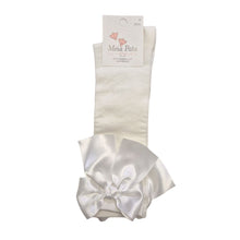 Load image into Gallery viewer, Ivory Satin Bow Knee High Socks