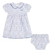 Blue & White Tile Print Dress & Knickers