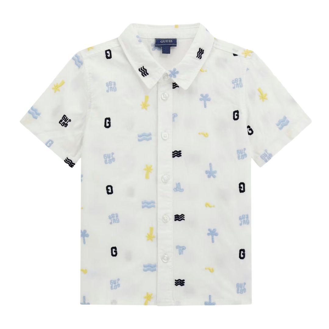 White Embroidered Poplin Shirt