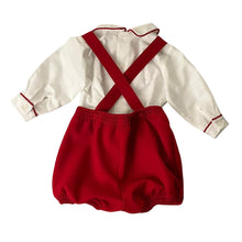 Load image into Gallery viewer, Red Embroidered Romper &amp; Shirt Set