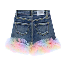 Load image into Gallery viewer, Pink Rainbow Tulle Denim Shorts Set