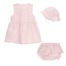 Load image into Gallery viewer, Babies Pink Striped Dress, Knickers &amp; Hat