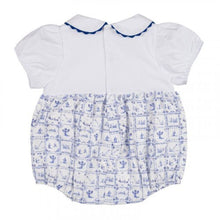 Load image into Gallery viewer, Blue &amp; White Tile Print Romper &amp; Headband