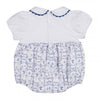 Blue & White Tile Print Romper & Headband