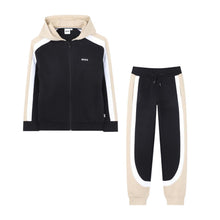 Load image into Gallery viewer, Black &amp; Beige Hoodie Tracksuit