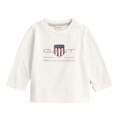 Babies White LS Large Shield Top