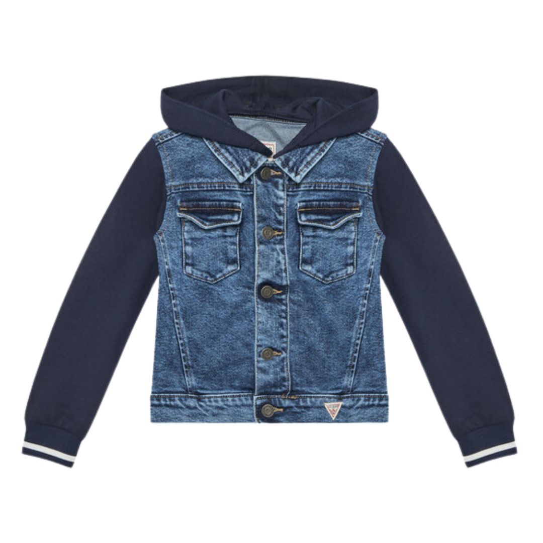 Navy Detachable Hood Denim Jacket