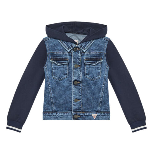 Navy Detachable Hood Denim Jacket